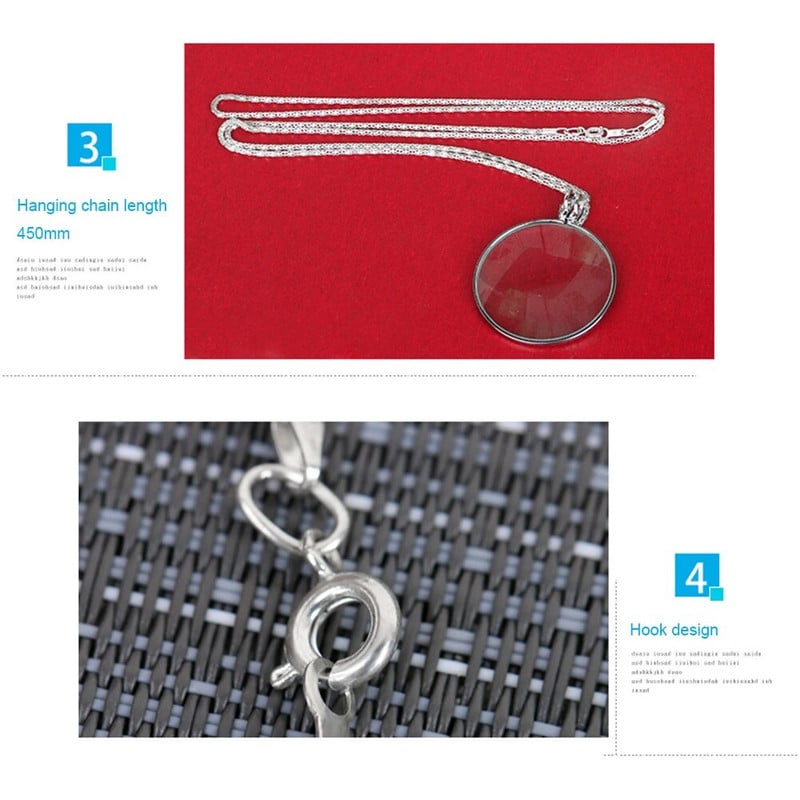 Ukrasna monokl ogrlica s 5x povećalom, privjeskom s povećalom, pozlaćena, posrebrena lančana ogrlica za žene, nakit, poklon