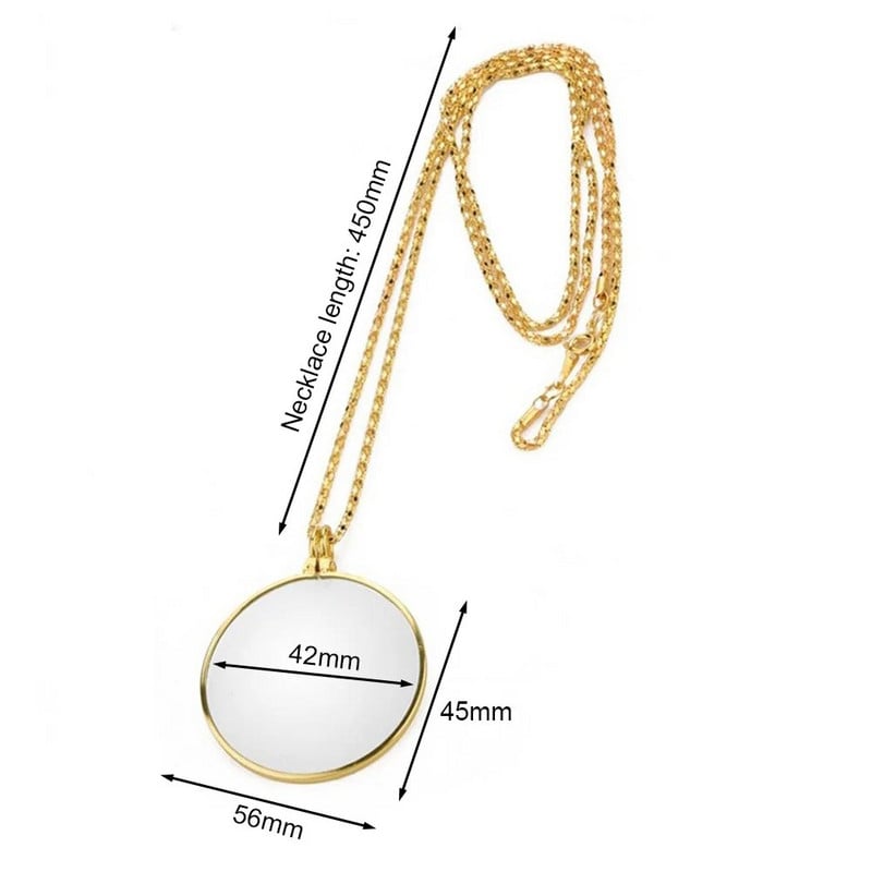 Ukrasna monokl ogrlica s 5x povećalom, privjeskom s povećalom, pozlaćena, posrebrena lančana ogrlica za žene, nakit, poklon