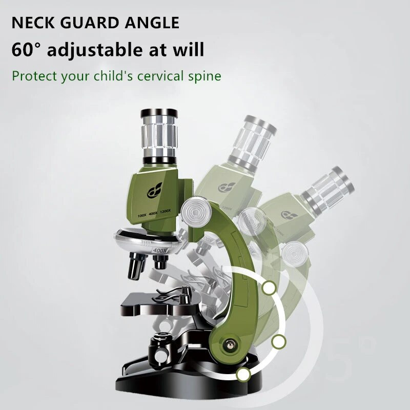 Mikroskoobikomplekt Lab LED 100X-400X-1200X bioloogiline mikroskoop Kodukool, loodusteaduste hariv mänguasi, kingitus lastele lapsele
