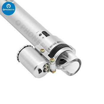 Μικροσκόπιο χειρός 100X Mini Pocket Φορητό στυλό τύπου μικροσκοπίου Λάμπα LED Φωτεινό αναδιπλούμενο κόσμημα Μεγεθυντικός φακός