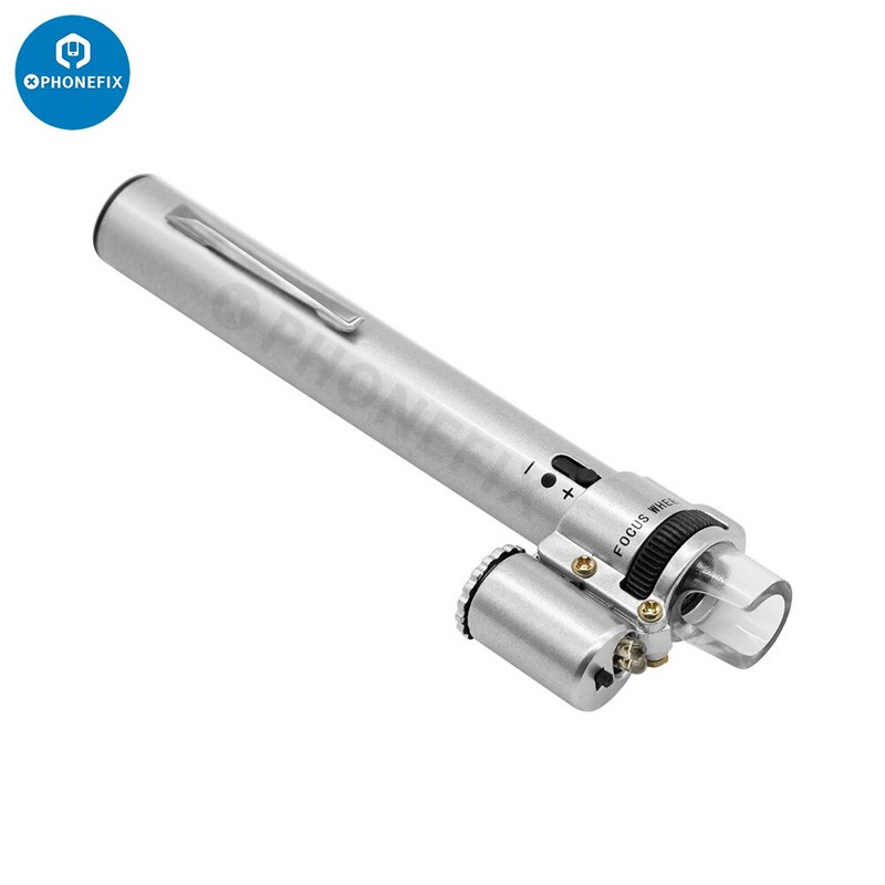 Rankinis mikroskopas 100X mini kišeninis nešiojamas rašiklio tipo mikroskopas LED lempos šviesa sulankstoma papuošalų didinamoji didinamoji lupa