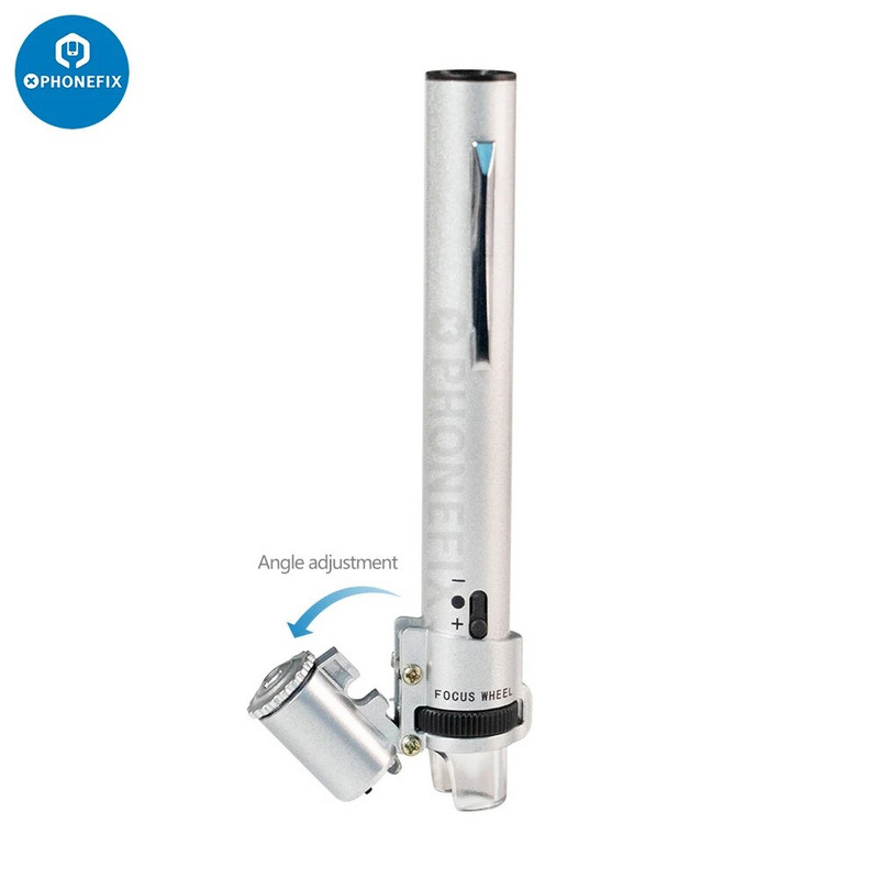 Rankinis mikroskopas 100X mini kišeninis nešiojamas rašiklio tipo mikroskopas LED lempos šviesa sulankstoma papuošalų didinamoji didinamoji lupa