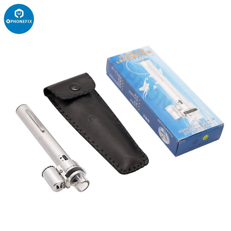 Rankinis mikroskopas 100X mini kišeninis nešiojamas rašiklio tipo mikroskopas LED lempos šviesa sulankstoma papuošalų didinamoji didinamoji lupa