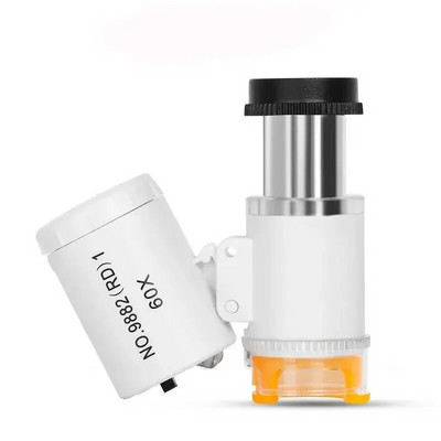 60 kartų nešiojamas didinamasis stiklas šaltas ir šiltas 3 LED lempų fluorescencinis senovinis tekstilės spausdinimo antspaudo identifikavimo mikroskopas