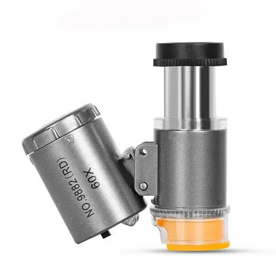 60 kartų nešiojamas didinamasis stiklas šaltas ir šiltas 3 LED lempų fluorescencinis senovinis tekstilės spausdinimo antspaudo identifikavimo mikroskopas