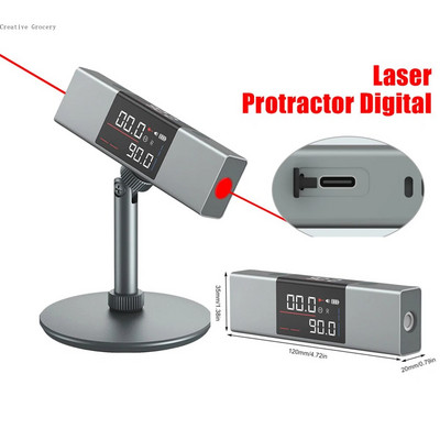 Lézeres szögmérő digitális dőlésmérő szögmérő eszközök Egy-/kettős lézerszintes vonalzó LED-képernyős lézeres szögmérővel