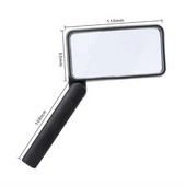 2,5/4X topeltklaasiga luup käeshoitav kokkupandav ristkülikukujuline suurendusklaas