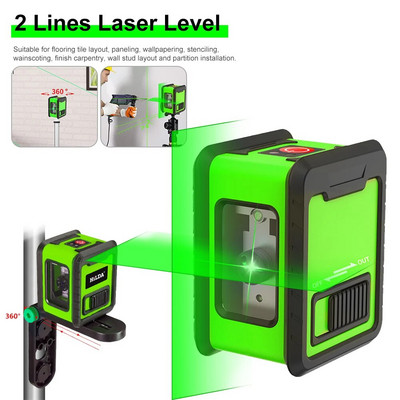 2 Linii Nivel Laser Autonivelare Fascicule Verzi Laser Orizontală Verticală Linie încrucișată
