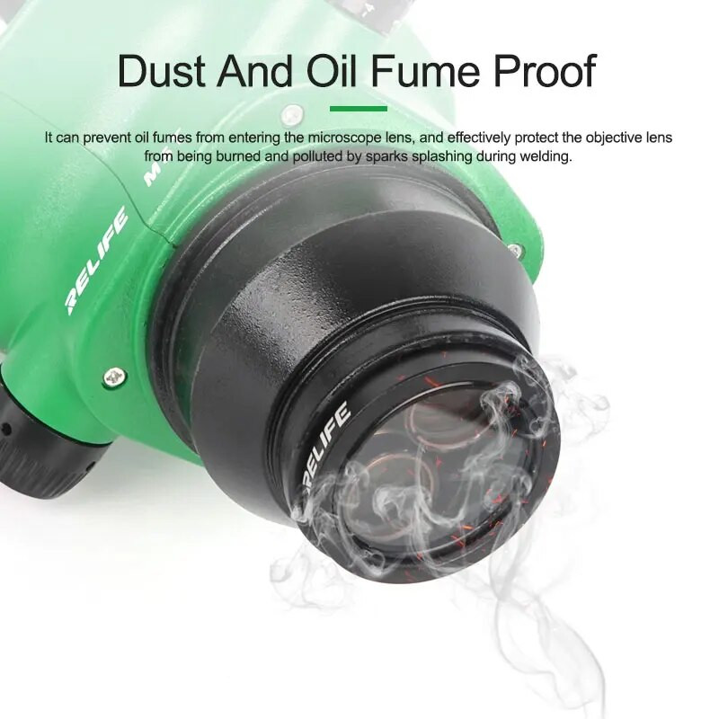 RELIFE M-25 mikroskopo dulkėms atsparus lęšis, skirtas remontuoti nuo dūmų ir apsauginis lęšis Dulkėms atsparus Iens Alyvai atsparus Iens stiklo lęšis