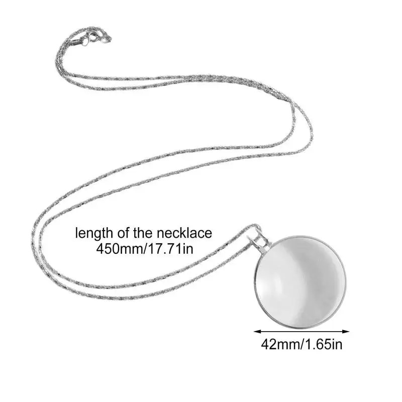 5X ogrlica, povećalo, privjesak, ogrlica s povećalom, džepni nakit, prijenosno povećalo za čitanje, lupa, lančić, monokl ogrlica