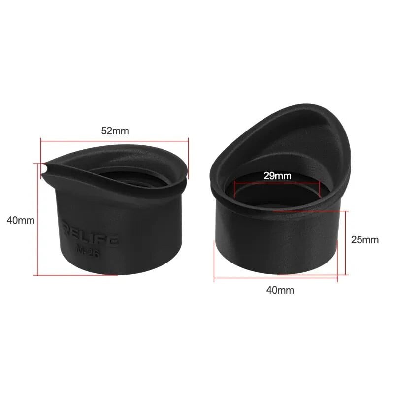 RELIFE M-26 pramoninio mikroskopo 3D guminis okuliaro dangtelis daugeliui stereo mikroskopų, akių apsauga ir stiprus šviesos blokavimas