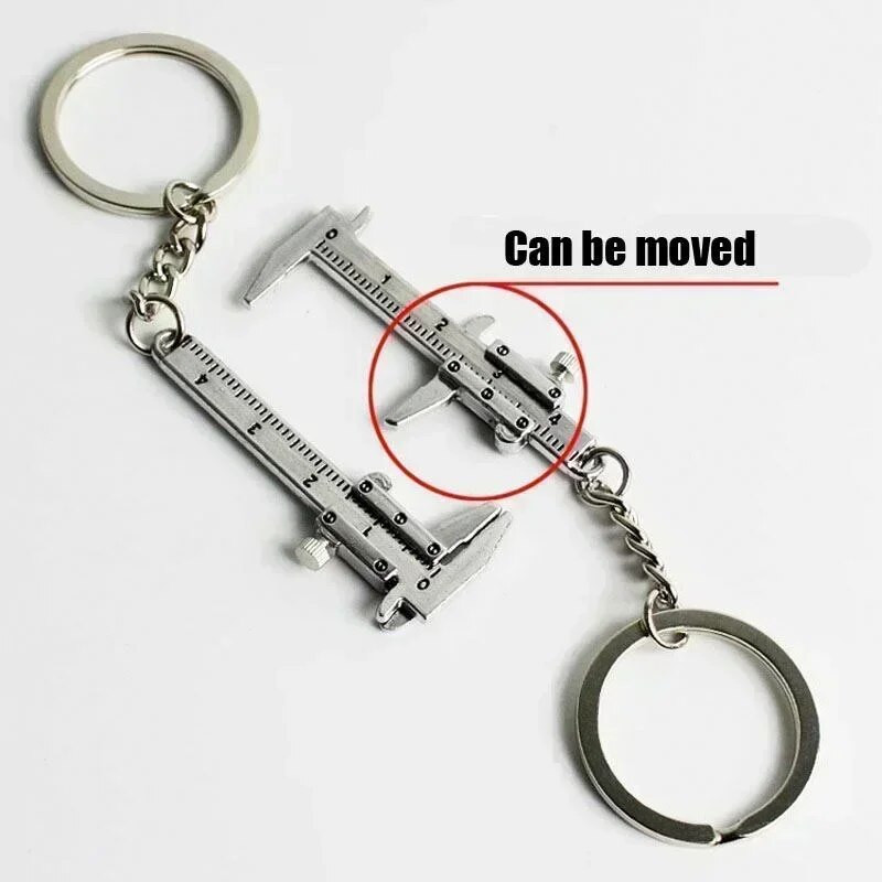 Naujas madingas automobilio raktas Mini Vernier suportas Nešiojamas 0–40 mm raktų pakabukas Matavimo matavimo įrankiai Automobilinis turbo raktų grandinės žiedas, liniuotės apkaba