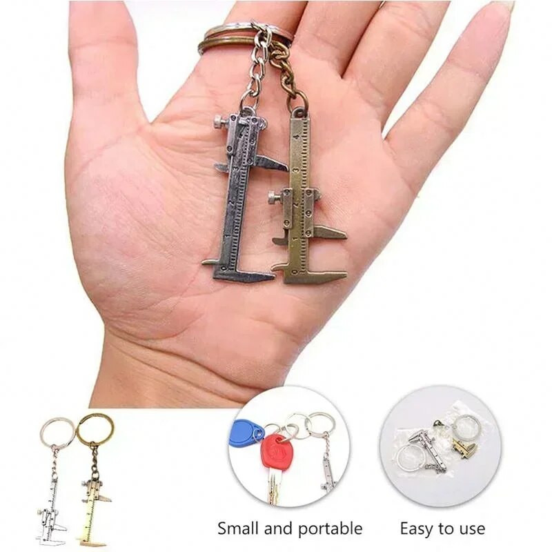 Naujas madingas automobilio raktas Mini Vernier suportas Nešiojamas 0–40 mm raktų pakabukas Matavimo matavimo įrankiai Automobilinis turbo raktų grandinės žiedas, liniuotės apkaba