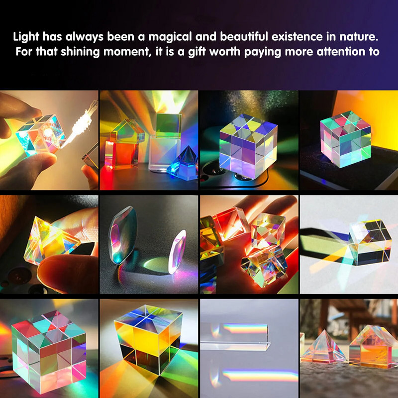 RGB dispersijas prizmas kristāla materiāls Dichroic X-Cube Physics Gift Combiner Stikla prizma Mājas dekors zinātniskam eksperimentam
