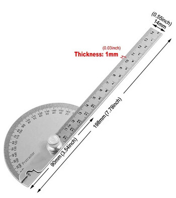 Μοιρογνωμόνιο Γωνιακός Χάρακας Διαιρέτης Γωνιακός Χάρακας 180 Μοιρών Ημικυκλικός Ξυλουργός Γωνιακός Χάρακας 14cm 1ΤΜΧ
