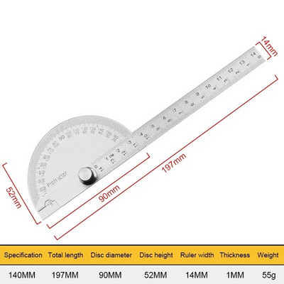 Szögmérő szögvonalzó osztó mérőszög vonalzó 180 fokos félkör alakú asztalos szögvonalzó 14 cm 1 db