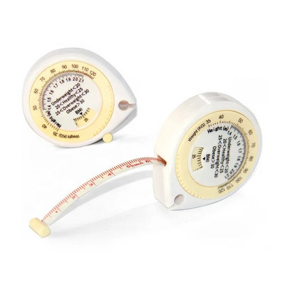 Mérőszalag BMI testtömeg-index Nyomógombos visszahúzható reteszelő szalag 150 cm számológép Diéta Egyszerűen Egyedül Mér eszközök