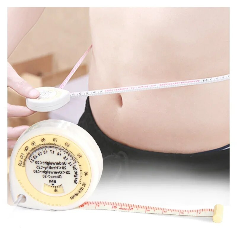 Mérőszalag BMI testtömeg-index Nyomógombos visszahúzható reteszelő szalag 150 cm számológép Diéta Egyszerűen Egyedül Mér eszközök