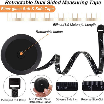 150cm Mini Tape Meter Tape Tailor Ruler Μπρελόκ Μεζούρα Μεζούρα Μέγεθος ρούχων Φορητά εργαλεία ραπτικής αξεσουάρ