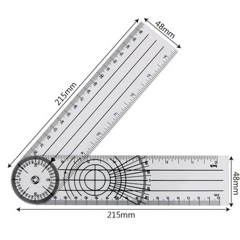360-градусово въртене гониометър транспортири Многофункционален гониометър ъглов медицински гръбначен линийка инструмент за измерване професионален
