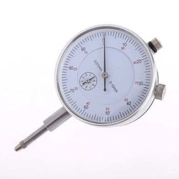 Индикатор за циферблат 0-10 mm Метър Прецизен 0,01 Разделителна способност Тест за концентричност Сребърен Прецизен инструмент Размер 5,5*2,2*4cm