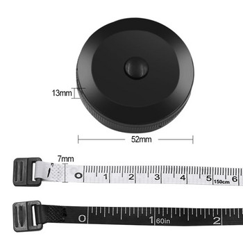 1,5 m/60 ιντσών Μαύρη / Άσπρη ταινία Μετρήσεις διπλής όψεως πτυσσόμενα εργαλεία Αυτόματο ABS εύκαμπτο μίνι ράψιμο με κουμπιά μέτρησης