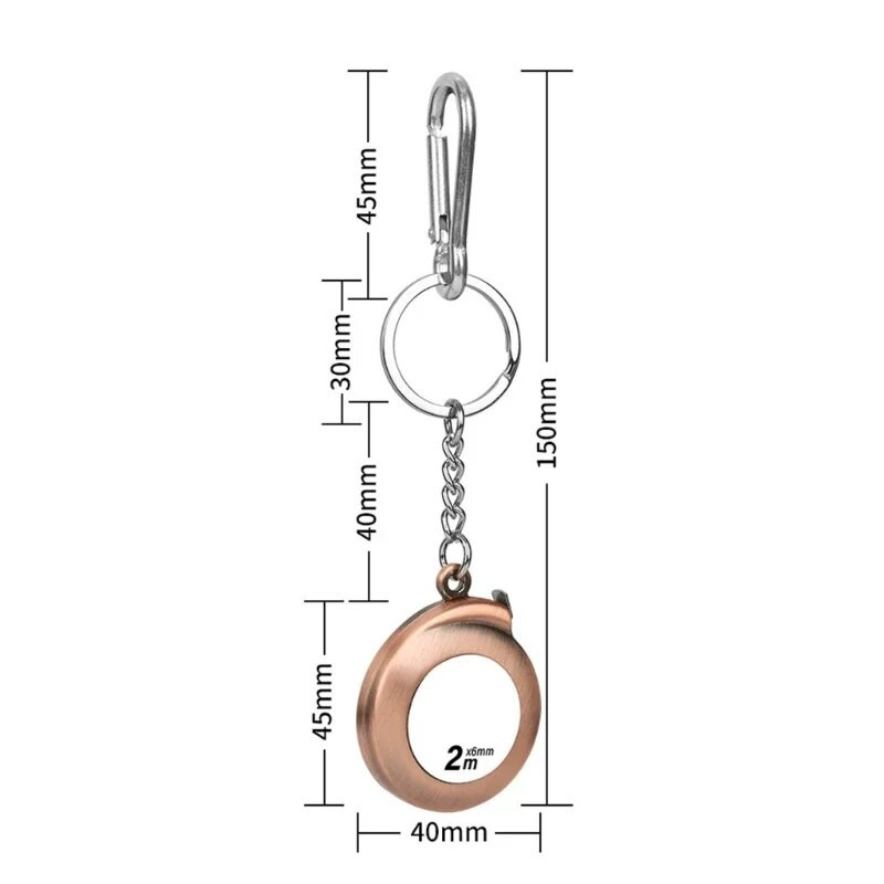 Väike mõõdulint võtmehoidja mini mõõdulint Sissetõmmatav 6 jalga 2M taskuline mõõdulint selge märgistusega kodu jaoks