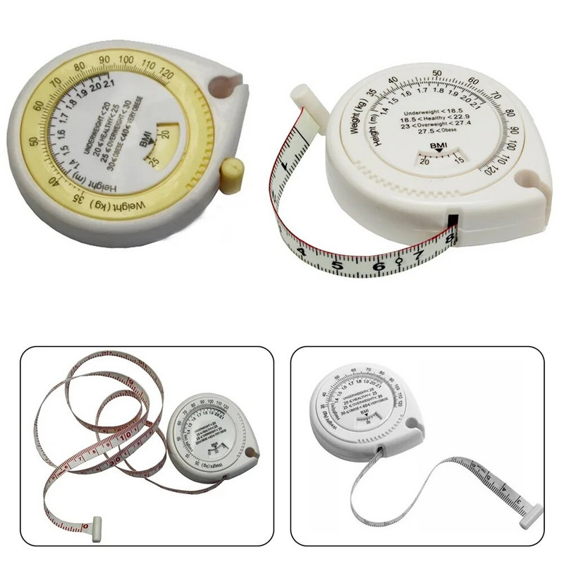 Parem tervis algab täpsetest mõõtmistest KMI kalkulaator, 150 cm mõõdulint koos tagasitõmbamis- ja lukustusfunktsiooniga