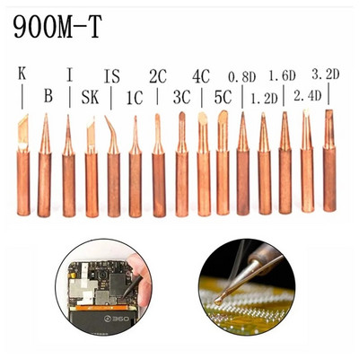 5db 900M-T tiszta réz forrasztófejű szerszám forrasztóhegy B/I/IS/K/SK/1C/2C/3C/4C/0.8D/1.2D/1.6D/2.4D 3.2D hegesztőszerszám