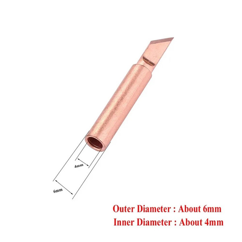5 komada 900M-T čist bakreni alat za glavu lemilice Vrh lemilice B/I/IS/K/SK/1C/2C/3C/4C/0.8D/1.2D/1.6D/2.4D 3.2D alat za zavarivanje