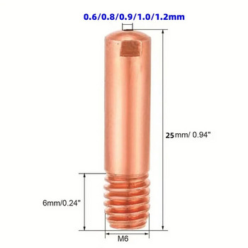 5бр. Газова дюза за накрайник за MB-15AK 14AK MIG/MAG заваръчна горелка, Газова дюза за контактен накрайник 0,6/0,8/0,9/1,0/1,2 mm Аксесоари за запояване