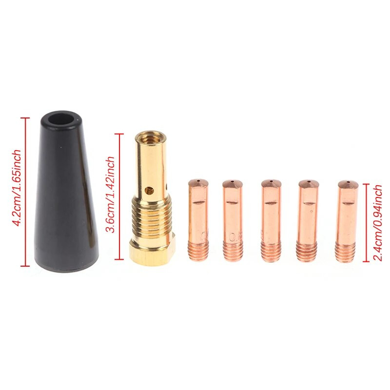 7 tk/komplekt gaasivaba otsiku otsikud Century FC90 räbustiga traadi 0,8/0,9/1/1,2 mm FC90 MIG keevitaja keevituspõleti keevitustarvikute jaoks