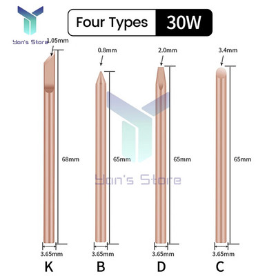 4 tk välise kuumusega jootekolbi otsik BCDK puhtast vasest jootepea 30W 40W 60W asendusotsikuga keevitamise remonditööriistad