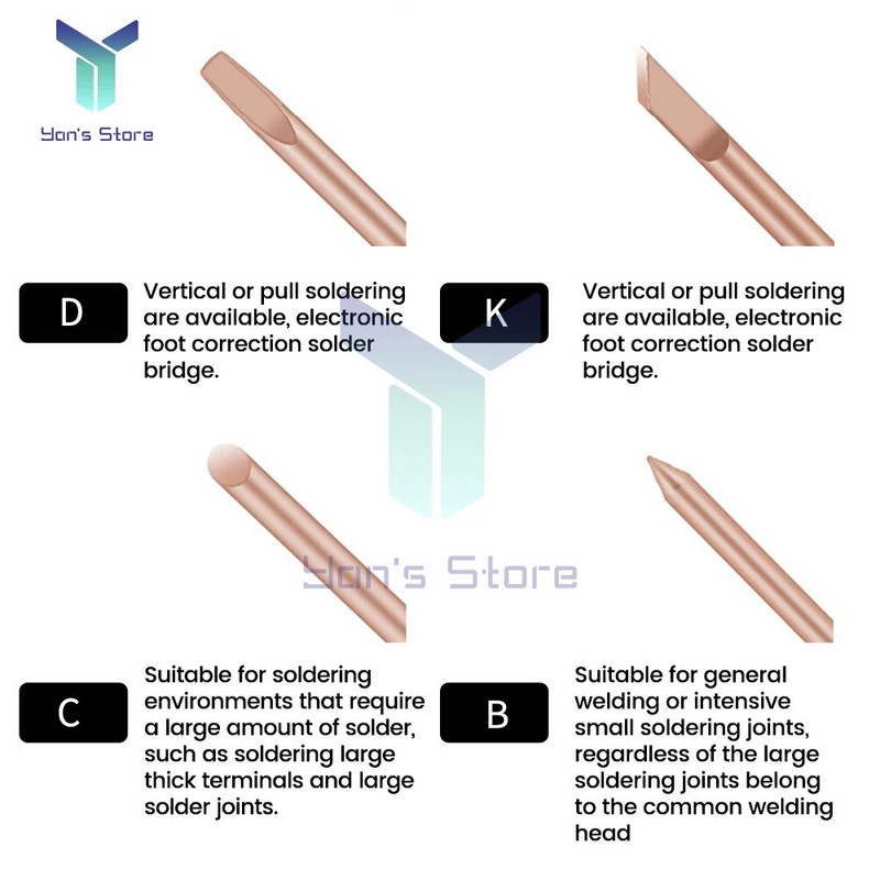 4 tk välise kuumusega jootekolbi otsik BCDK puhtast vasest jootepea 30W 40W 60W asendusotsikuga keevitamise remonditööriistad