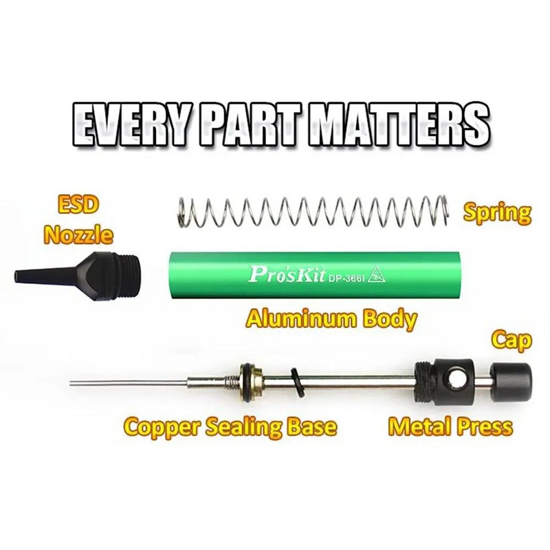 DP-366I skardos siurbimo įtaisas aliuminio lydinio vakuuminis siurbimo rašiklis Antistatinis mažo dydžio skardos siurbimo siurblys litavimo taisymo įrankiai