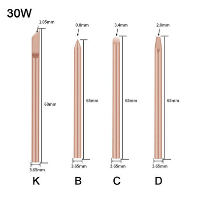 4 komada vanjskog grijaćeg vrha za lemljenje BCDK glava za lemljenje od čistog bakra 30W 40W 60W zamjenski alat za popravak vrha za zavarivanje