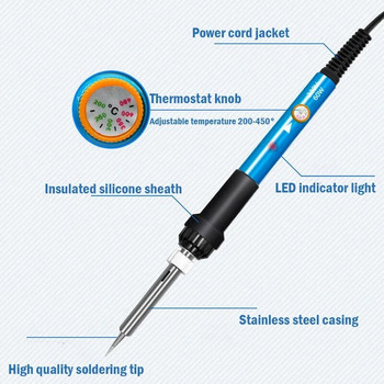 Нов електрически поялник с регулируема температура 220V 110V 60W заваръчна спойка Rework Station Heat Pencil Tips Repair Tools