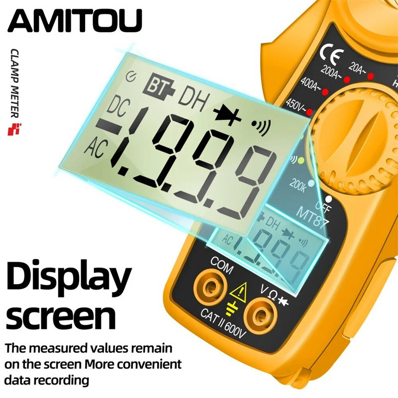 AMITOU MT87 Digital 1999 Count Clamp Meter DC/AC Multimeter Elektriline Ampermeeter Pingetester NCV Ohm ülitäpse detektori tööriist