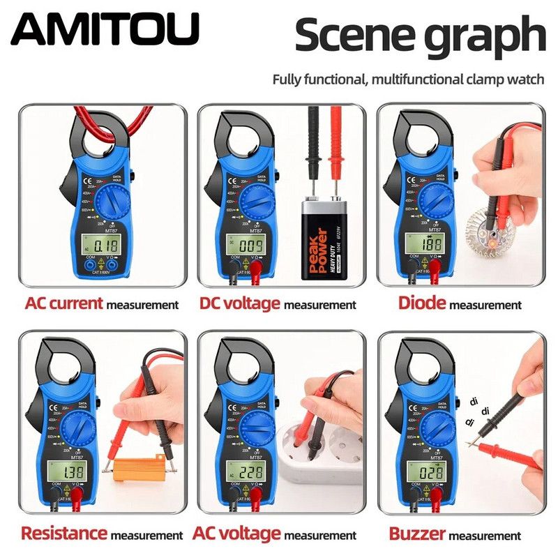 AMITOU MT87 Digital 1999 Count Clamp Meter DC/AC Multimeter Elektriline Ampermeeter Pingetester NCV Ohm ülitäpse detektori tööriist