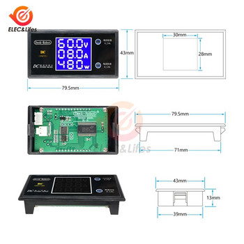 DC 200V 100V 10A LCD цифров тестер за измерване на напрежение и ток Регулируем амперметър Волтметър Панел Volt AMP Детектор Двоен светодиоден дисплей