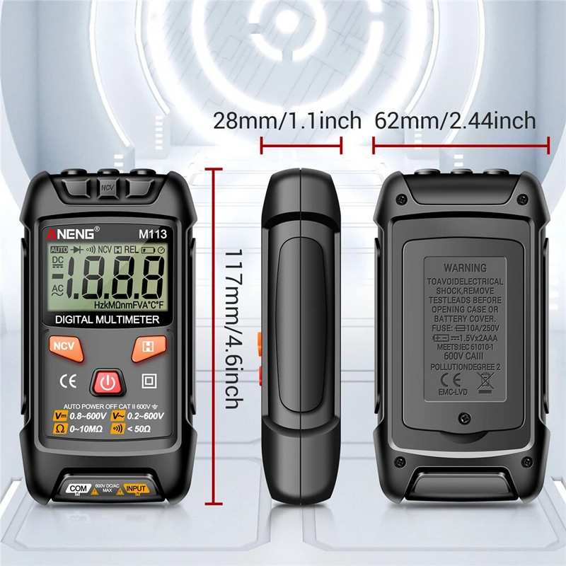 ANENG M113 1999 loendab digitaalne multimeeter AC/DC voltmeeter 600V multimetroohm NCV takistus Volt Tester elektritööriistad