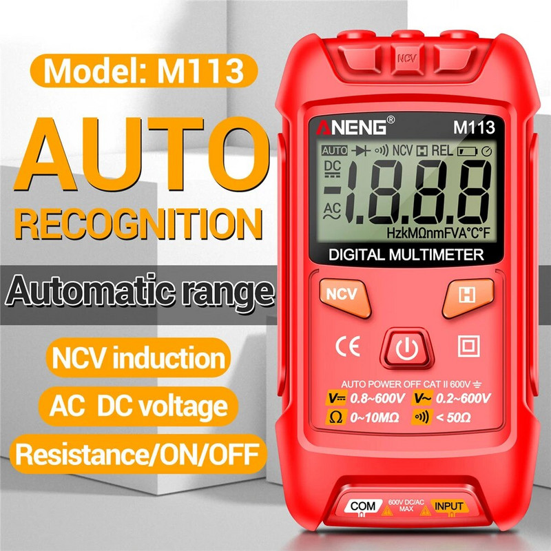ANENG M113 1999 loendab digitaalne multimeeter AC/DC voltmeeter 600V multimetroohm NCV takistus Volt Tester elektritööriistad