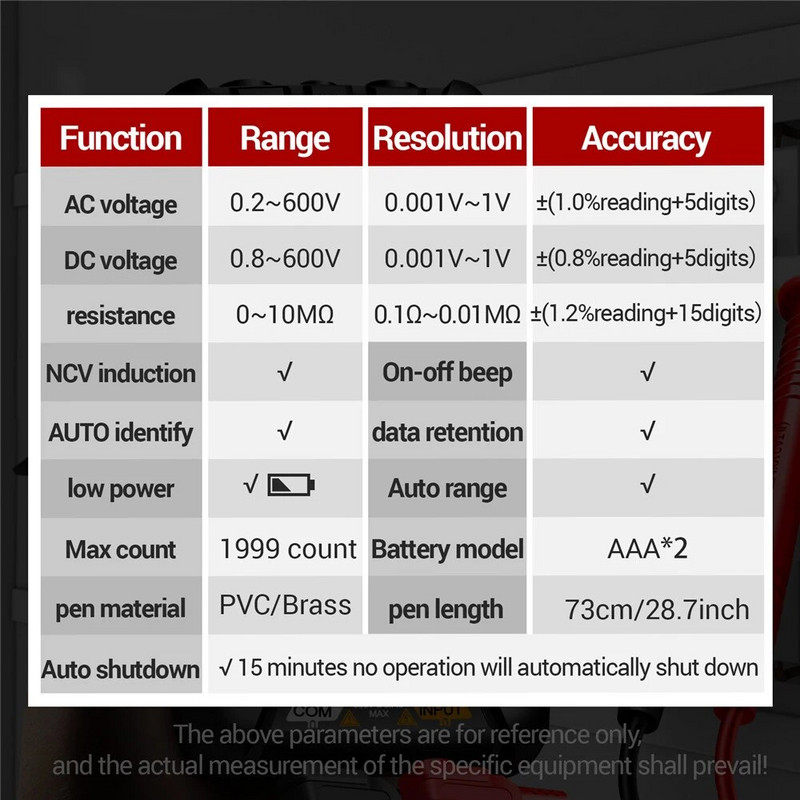 ANENG M113 1999 loendab digitaalne multimeeter AC/DC voltmeeter 600V multimetroohm NCV takistus Volt Tester elektritööriistad