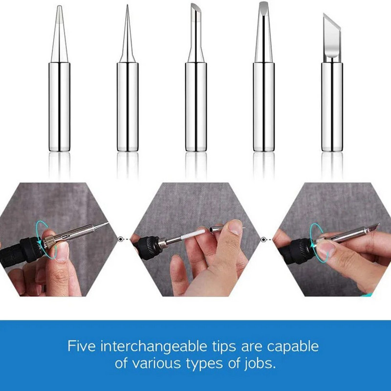 Θερμοκρασία 60W Ηλεκτρικό Συγκολλητικό Σίδερο 220V 60W Welding Solder Rework Station Heat Pencil Tips Repair Tool