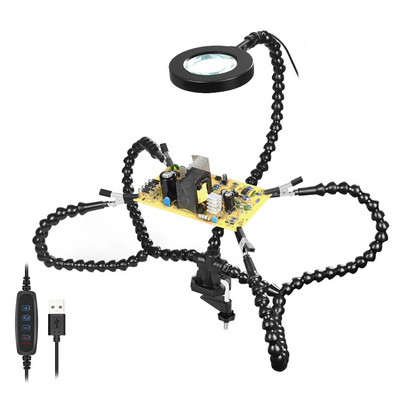 Stolna stezaljka Stanica za lemljenje sa 6-2 fleksibilne ruke za lemljenje Držač aluminijske legure Zavarivanje PCB-a za popravak modela