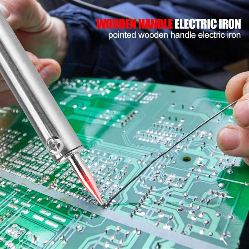 Električno lemilo s podesivom temperaturom od 220 V 30 W/40 W/60 W/80 W/100 W Drvena drška Mini stanica za preradu lemilice EU utikač