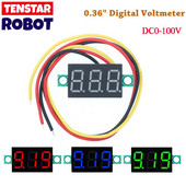 0,36 colio raudona mėlyna skaitmeninis LED mini ekrano modulis DC0-100V voltmetro įtampos testerio skydelio matuoklis motociklui