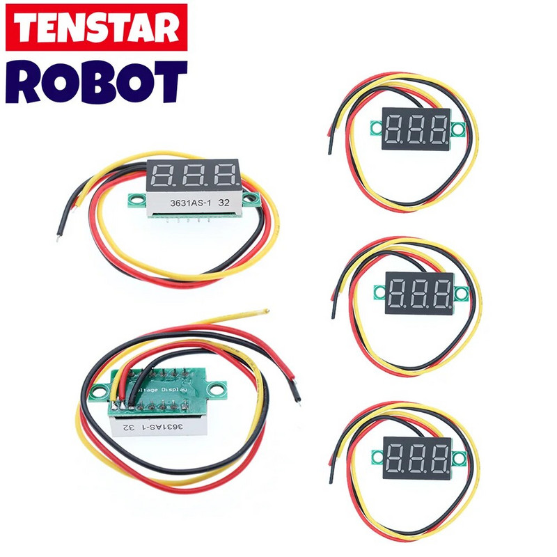 0,36 colio raudona mėlyna skaitmeninis LED mini ekrano modulis DC0-100V voltmetro įtampos testerio skydelio matuoklis motociklui