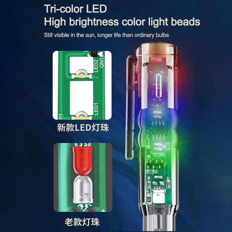 AC24-250V DC12-24V intelektualaus įtampos testerio rašiklis Elektrinis atsuktuvas Bandomasis pieštukas Indukcinio maitinimo detektoriaus grandinės indikatorius