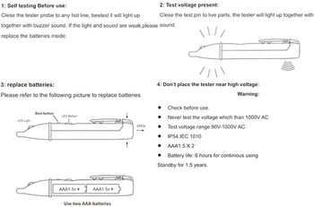 Ηλεκτρική ένδειξη 90-1000V Πρίζα χωρίς επαφή τοίχου Πρίζα AC Ανιχνευτής τάσης αισθητήρας δοκιμαστής στυλό Φως LED AC 110V-220V